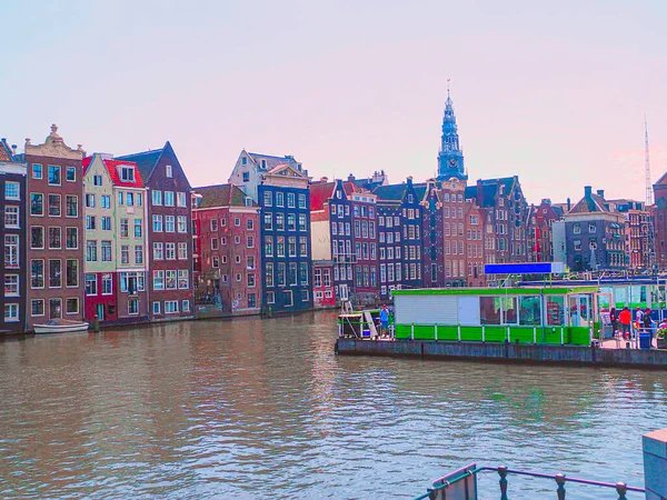 Amsterdam Kanal Niederlande Schöne Alte Gebäude Fluss Amstel — Stockfoto