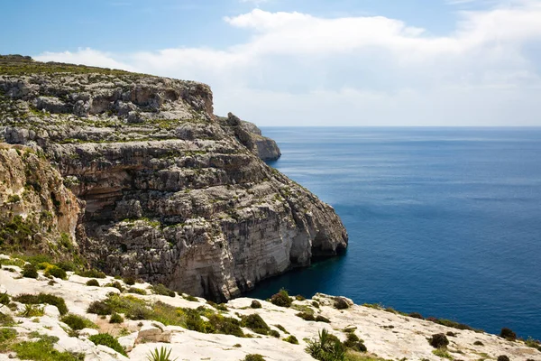 Malta Klippiga Klippor Och Blå Vatten Medelhavet Vacker Natur — Stockfoto