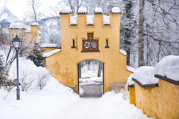 Hohenschwangau Pohádkový Zámek Německu Zimě Fussen Bavorsko Bayern Hodně Sněhu — Stock fotografie