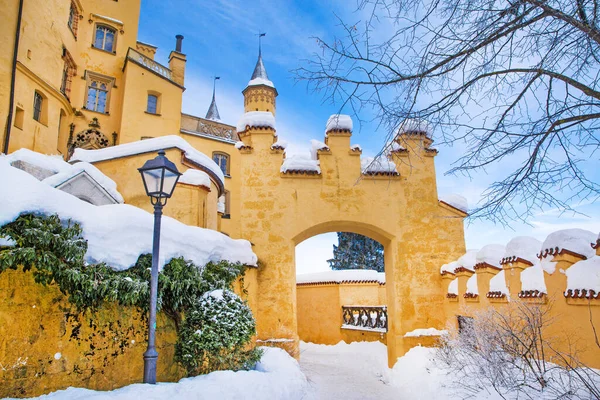 Hohenschwangau Pohádkový Zámek Německu Zimě Fussen Bavorsko Bayern Hodně Sněhu — Stock fotografie