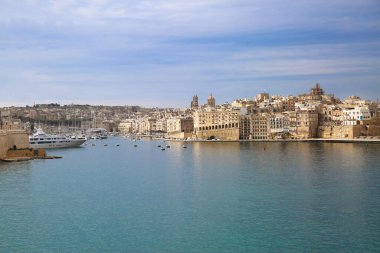 Valletta eski kasaba panoramik manzara, Akdeniz. Malta adasının başkenti. 
