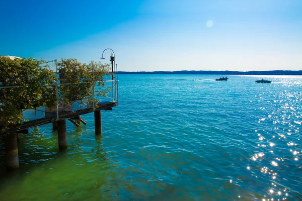 Garda lake, Sirmione, Italy. Restaurant ner the lake Garda.