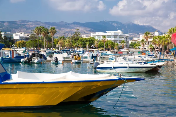 Bright Boats Kos Island Port Greece Beautiful Summer Day — Stock Photo, Image