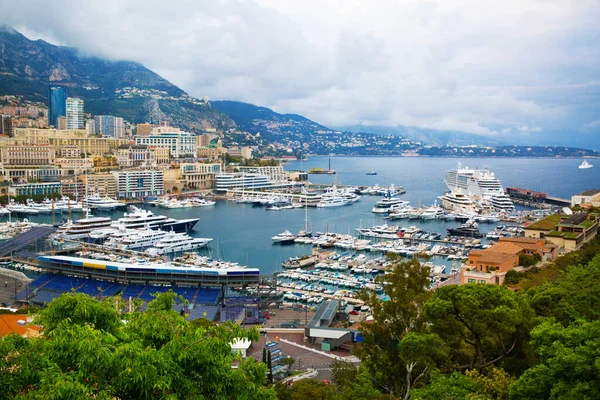 Monako Widok Panoramiczny Portu Fontvieille Francuska Riwiera Azur Coast Zatoka — Zdjęcie stockowe