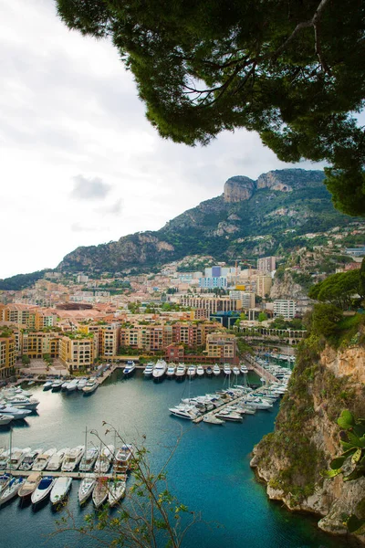 Monako Fontvieille Limanı Nın Panoramik Görüntüsü Fransız Rivierası Azur Sahili — Stok fotoğraf