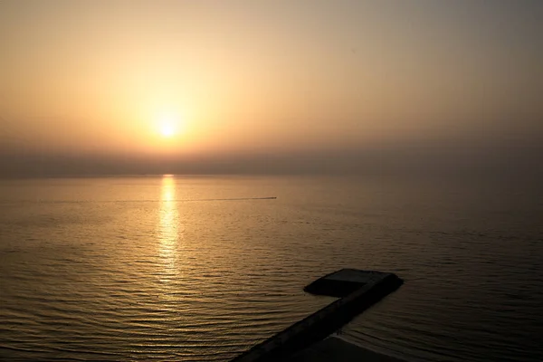 Sonnenaufgang Auf Dem Hubschrauberlandeplatz Und Dem Indischen Ozean Schöne Aussicht — Stockfoto