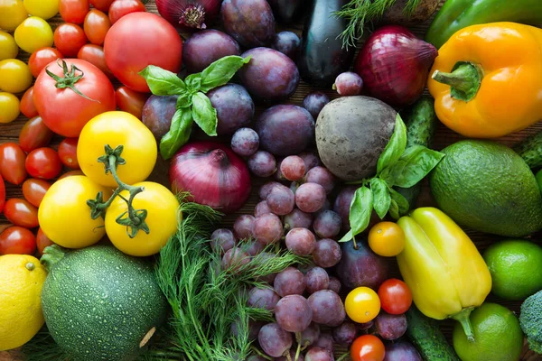 Surtido Verduras Brillantes Vista Superior Nutrición Antioxidante Saludable Alimentos —  Fotos de Stock