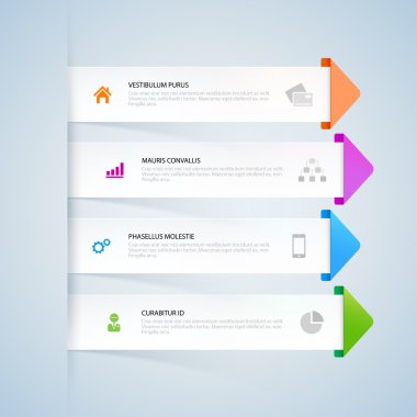 Ok Infographic şablonu. Diyagramı, renkli numaralı afiş grafik