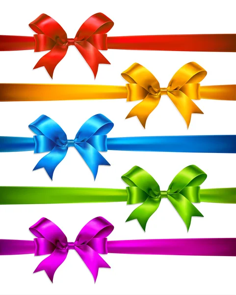 Set of Realistic Satin Ribbons and Bows. — Stock Vector