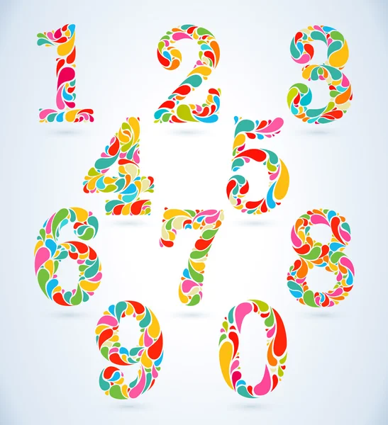 Numeri colorati impostare illustrazione vettoriale su sfondo bianco — Vettoriale Stock