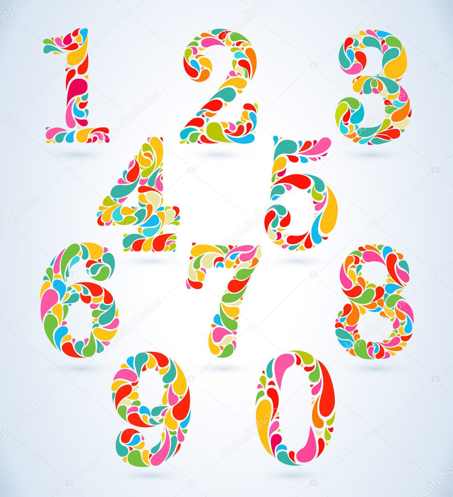 Colorful numbers set vector illustration on white background