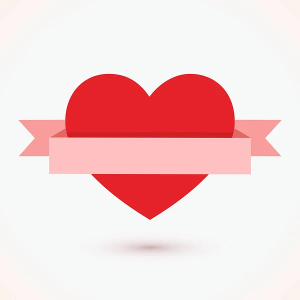 Rött hjärta med bandikon isolerad på vit bakgrund vektor Royaltyfria Stockvektorer