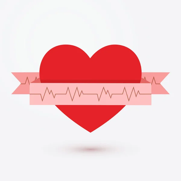 Hjärtat bandikon isolerad på vit bakgrund vektor. Kardiogram symbol Stockillustration