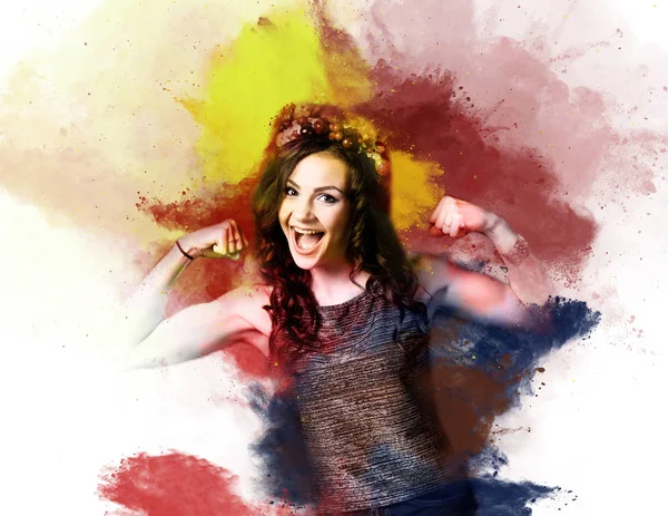 Güzel kız, toz sıçrama