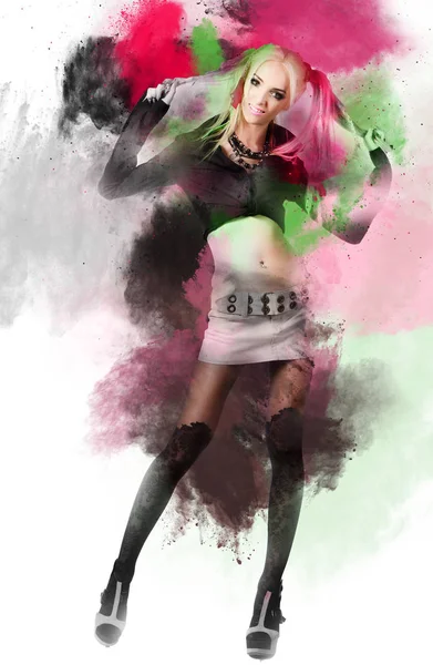 Güzel kız, toz sıçrama