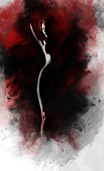 Güzel kız, toz sıçrama