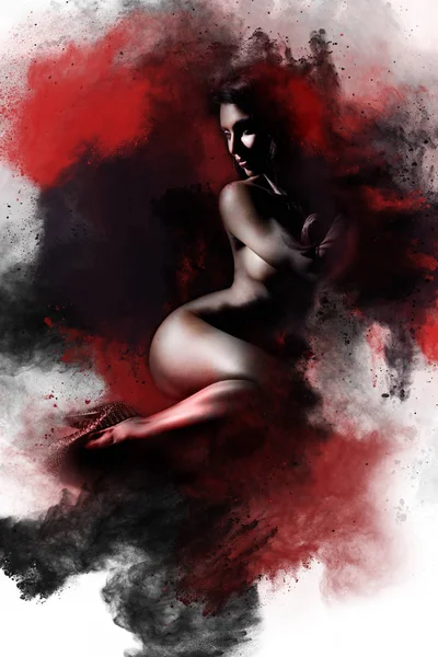 Güzel kız, toz sıçrama