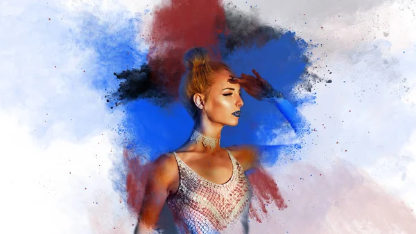 Güzel kız, toz sıçrama