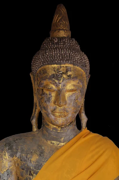 Estátua de Buda Antiguidades com fundo preto — Fotografia de Stock