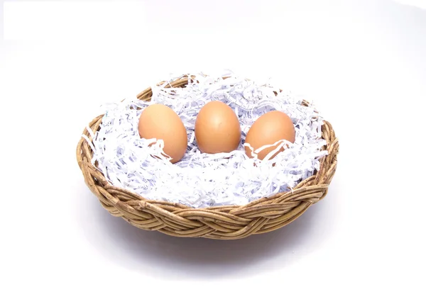  Kahverengi yumurta beyaz arka plan ile