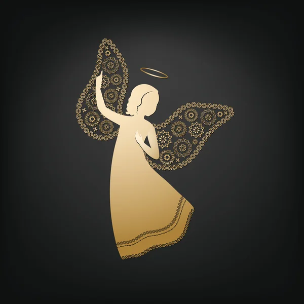 Engel mit floralen Flügeln und Nimbus — Stockvektor