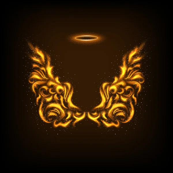 Цветочные крылья Огненных ангелов и Нимб — стоковый вектор
