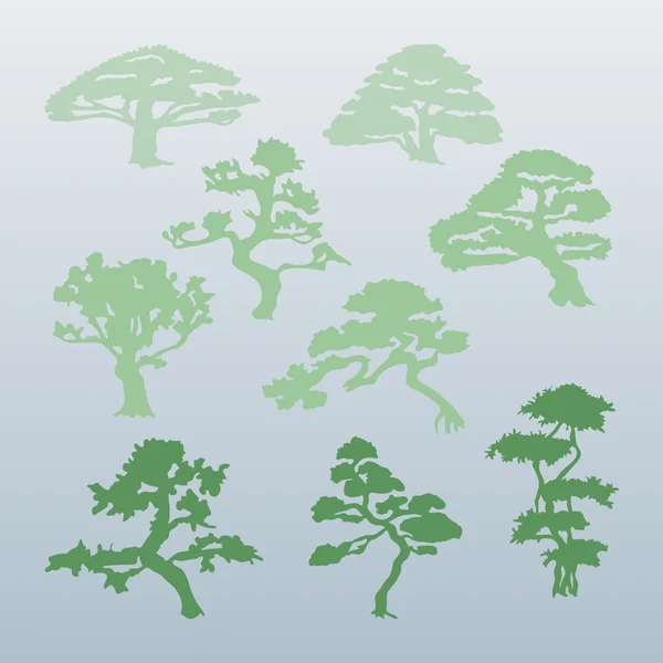 さまざまな種類の木のベクトルの. — ストックベクタ