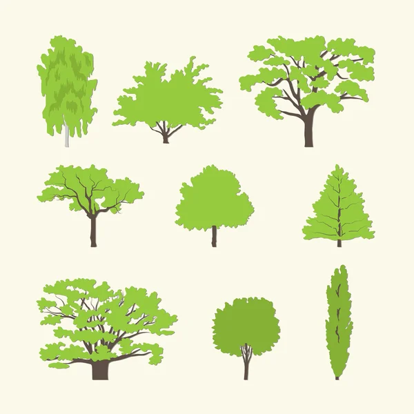 Vereinzelte Silhouetten grüner Bäume — Stockvektor