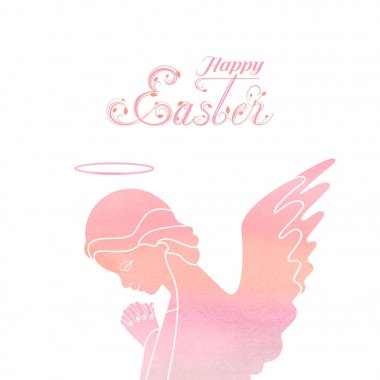 Happy Easter card with angel clipart