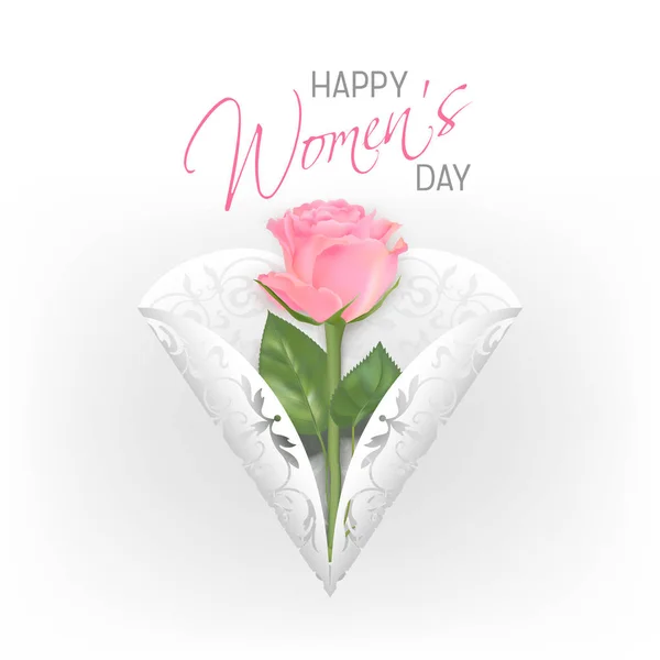 Happy Women Day Card cu trandafiri — Vector de stoc