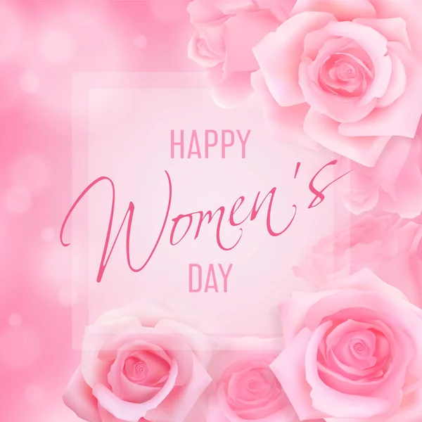 Happy Women Day Card cu trandafiri — Vector de stoc