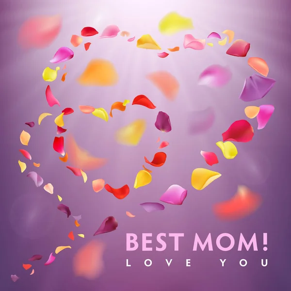 Lycklig mamma s dag-kort med rosenblad — Stock vektor