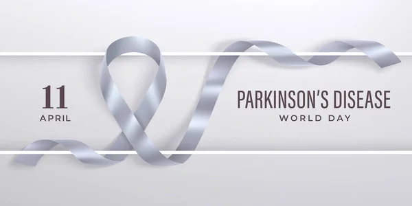 Banner del Día Mundial de la Enfermedad de Parkinsons con cinta y marco — Vector de stock