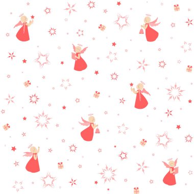 Kusursuz desenli küçük melekler, hediyeler, yıldızlar