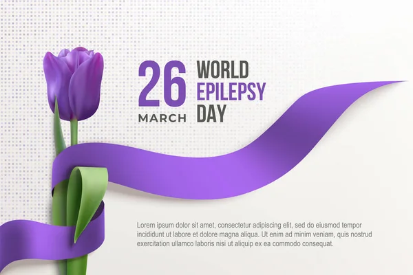 Cartel de día de epilepsia con cinta y tulipán — Vector de stock