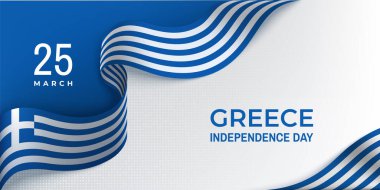 Yunanistan 'ın bağımsızlık günü kurdeleli yatay afiş