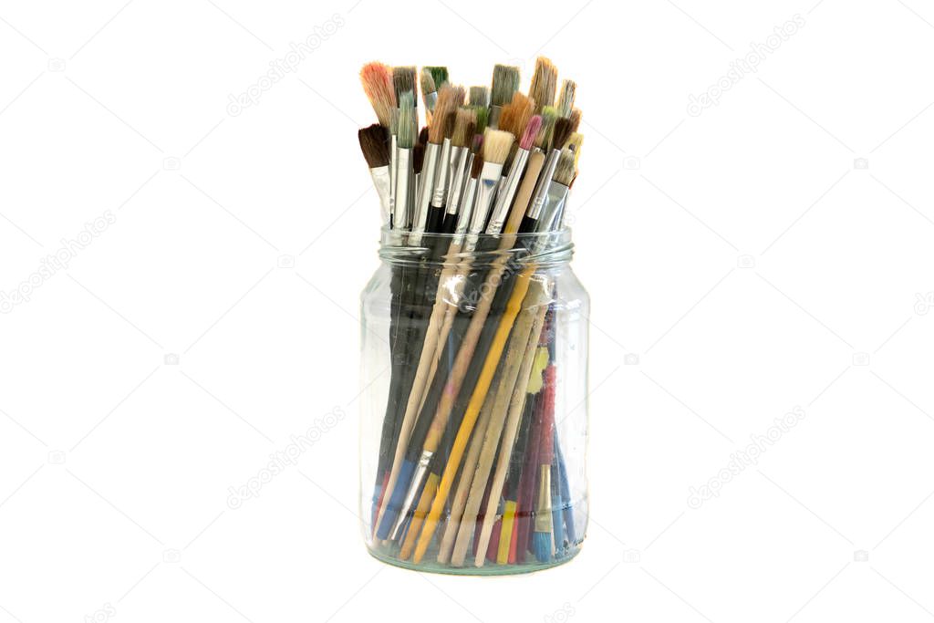Mason Jar full with paintbrushes