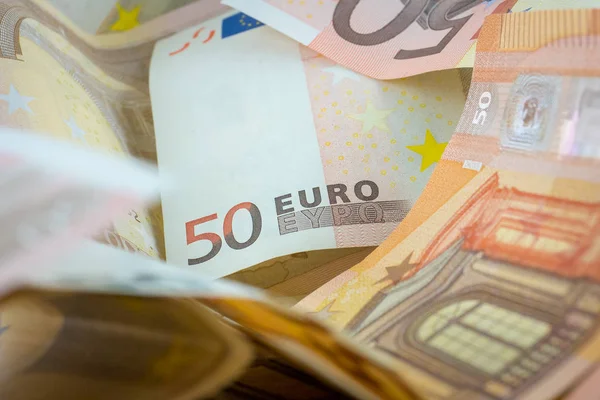Montón de billetes de 50 euros — Foto de Stock