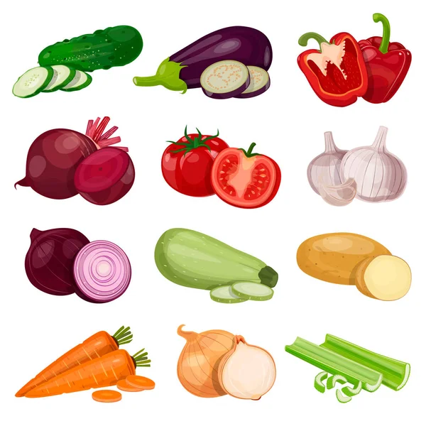 Colección conjunto de verduras vector. Aislado sobre fondo blanco — Vector de stock