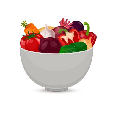 Büyük bir tabak sebze. Vektör