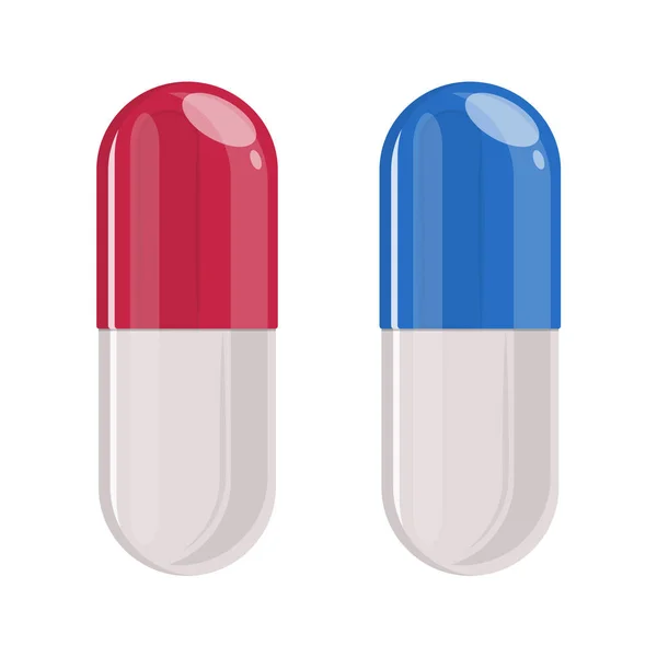 Röda och blå piller. Vektorbild — Stock vektor