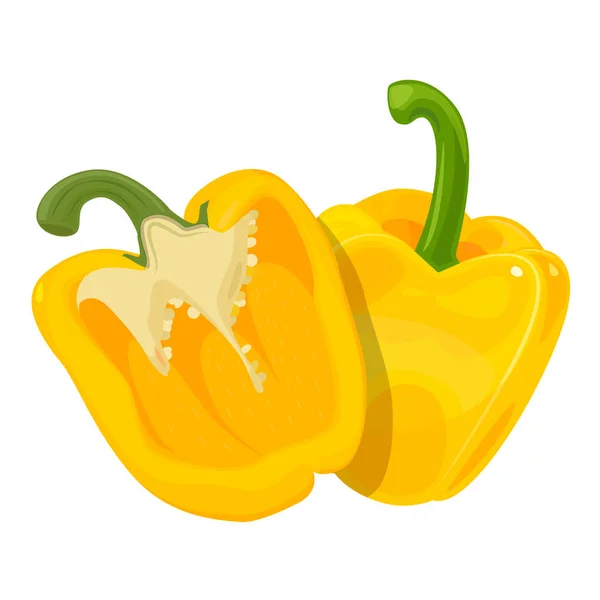 Yellow pepper, vector, isolated on white background. Vegetables in section cut — Stock Vector