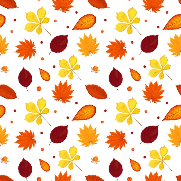 Motif sans couture automne feuilles jaune-rouge, vecteur — Image vectorielle