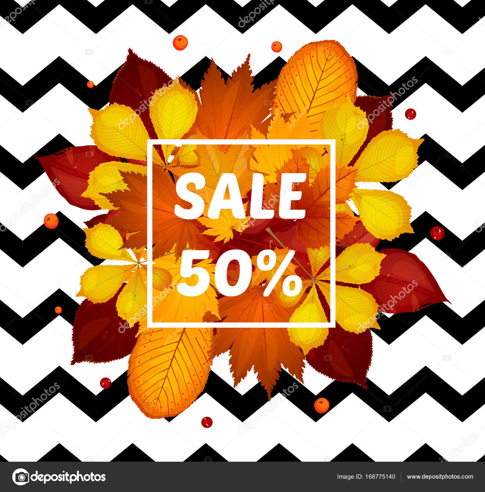 set autumn sale flyer template with lettering poster card label