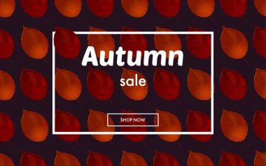 Sonbahar sonbahar satış artalanla satış veya promosyon posteri ve çerçeve belgesi veya web afiş alışveriş için bırakır. Vektör çizim şablonu.  