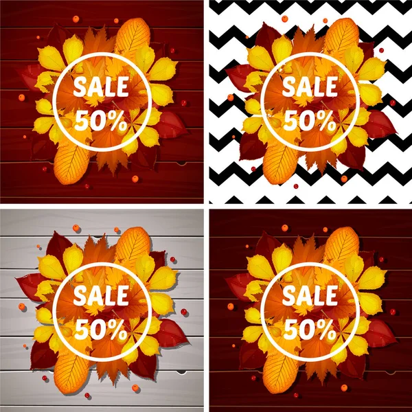 Outono venda fundo com folhas de outono para a venda de compras ou cartaz promo e quadro folheto ou web banner.Vector modelo de ilustração . — Vetor de Stock