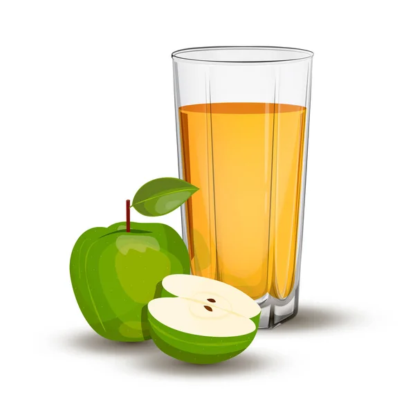 Sklenice na nápoje s jablečným džusem. Vektor — Stockový vektor