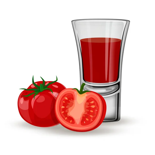 Marie sanglante, tomate, verre. Vecteur. Buvez — Image vectorielle