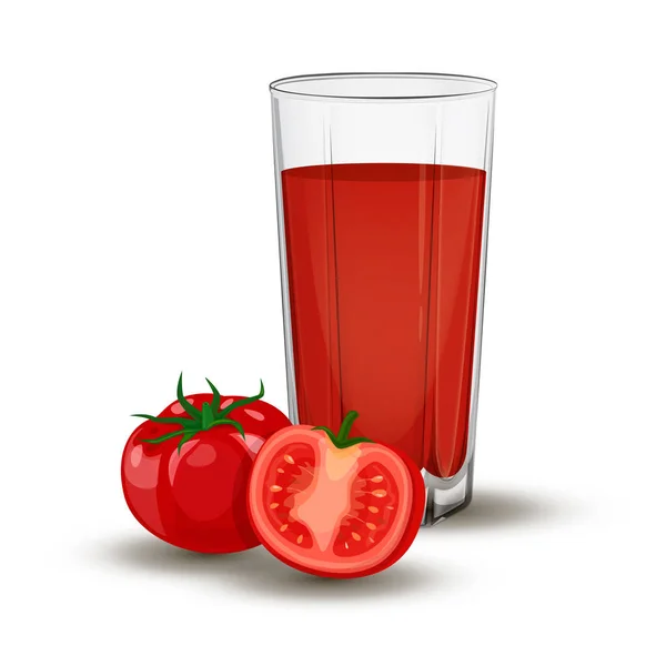 Copos de bebidas com suco de tomate. Vetor — Vetor de Stock