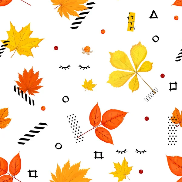 Autumnal seamless pattern, on white fone. Геометрия, хипстер Лицензионные Стоковые Иллюстрации